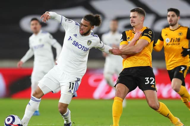 Leeds United's Tyler Roberts in action against Wolves. Pic: Getty
