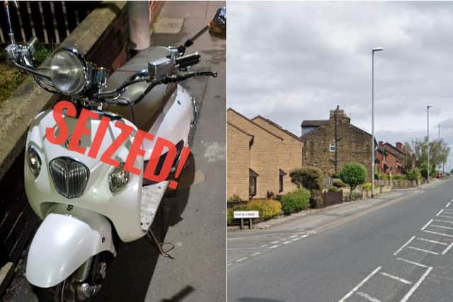 Officers spotted the scooter without its lights on near Bradford Road, Tingley (Photo: WYP/Google)