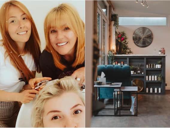 Emma Harris and Izzy Crosby's mum trialed their salon's new hair-washing station on Izzy before opening last year (photos: 41 House of Hair)