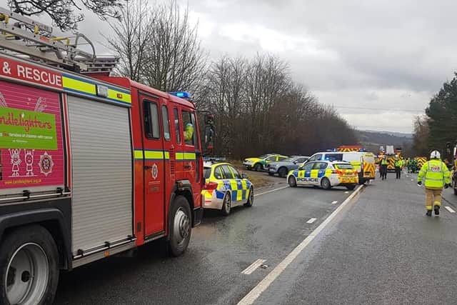 The scene of the crash on the A65 at Addingham.