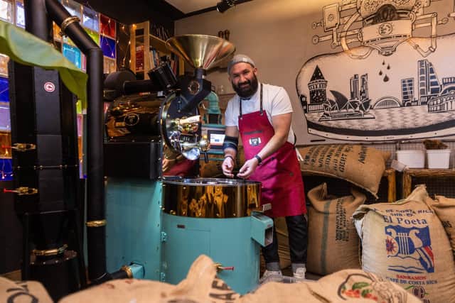 Aydin Dogan, owner of Rand Coffee Roastery, Street Lane, Roundhay, Leeds.

Photo: James Hardisty