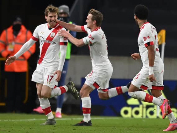 KEY MAN - Stuart Armstrong (L) was rated as 50:50 for Southampton's visit to Leeds United. The creative midfielder has been making the Saints tick on the right or the left. Pic: Getty