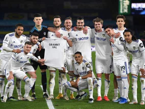LEEDS TRIBUTE - Marcelo Bielsa and the Leeds United team paid tribute to Kalvin Phillips' late 'Granny Val' after their win over Southampton. Pic: Getty
