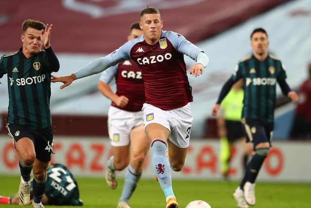 KEY PLAYER: Aston Villa's Ross Barkley, centre, pictured attempting to race away from Leeds United's Jamie Shackleton, left, in October's Premier League clash at Villa Park. Photo by Michael Steele/Getty Images.