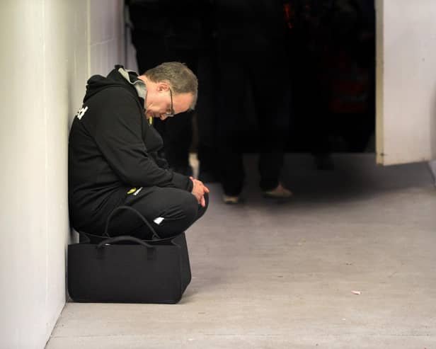 Leeds United head coach Marcelo Bielsa pictured in the tunnel at Loftus Road by Yorkshire Evening Post photographer Bruce Rollinson.