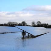 File photo  of solar panels in floodwater in East Cowick,Yorkshire