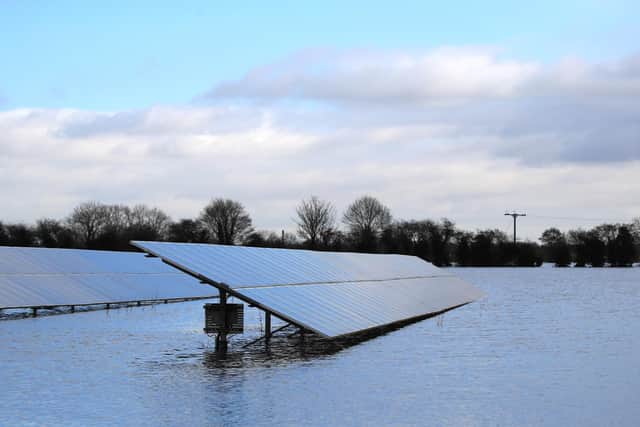 File photo  of solar panels in floodwater in East Cowick,Yorkshire