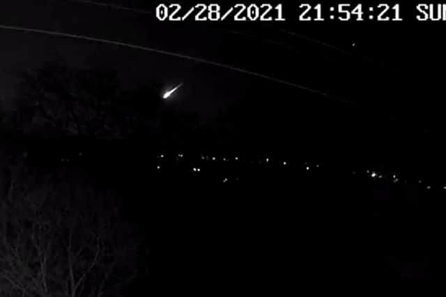 Screen grab from a video taken with permission from the Twitter feed of @JillHemingway of a fireball that lit up the skies over the UK on Sunday night - taken from Sowerby Bridge, West Yorkshire, which scientists have said is likely to have been a small asteroid entering the Earth's atmosphere.
PA