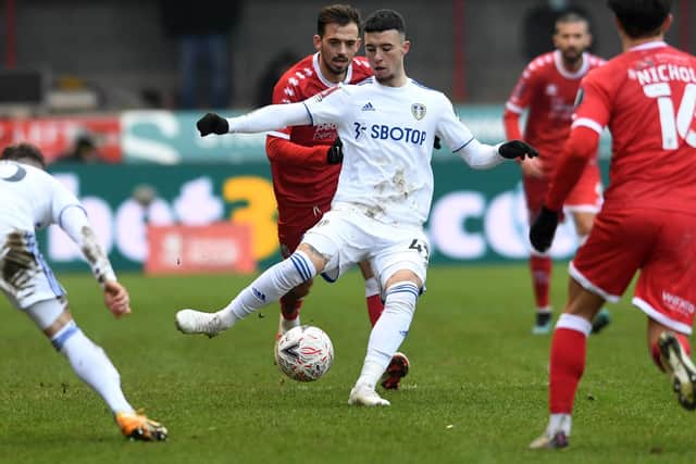 BACK IN TRAINING: Young Leeds United forward Sam Greenwood, pictured during his Whites debut in the third round FA Cup clash at Crawley Town. Photo by Charlotte Tattersall/Getty Images.