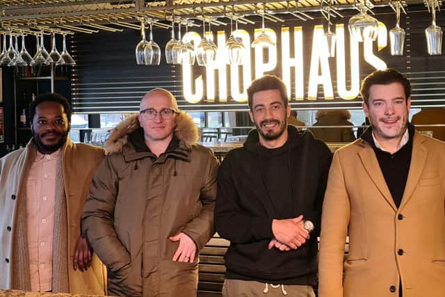 Co-owners of Chophaus restaurant (left to right) Marcel Leader, Chris Walsh, Dale Wynter and Yarl Christie