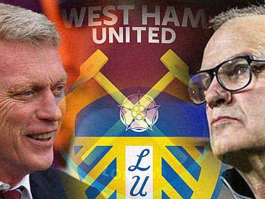 MONDAY NIGHT FOOTBALL: As West Ham United boss David Moyes, left, and Leeds United head coach Marcelo Bielsa, right, come face to face. Graphic by Graeme Bandeira.