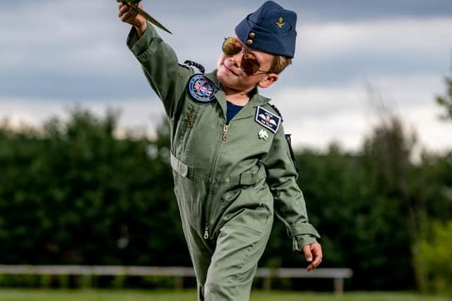 The RAF-obsessed schoolboy hopes to become a pilot when he's older and has done multiple charity walks raising more than £30,000 for the RAF Benevolent Fund. (photo: SWNS)