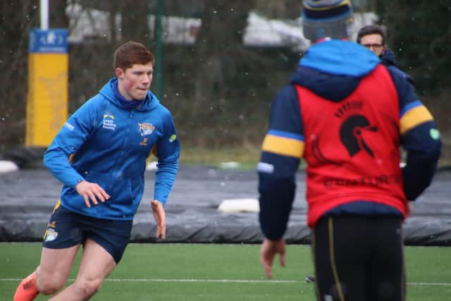 Morgan Gannon, left, is in his first pre-season with Rhinos. Picture by Phil Daly/Leeds Rhinos.
