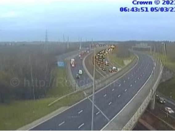 There are delays of up to seven minutes on the M1 due to the earlier police incident (Photo: motorwaycameras.co.uk)