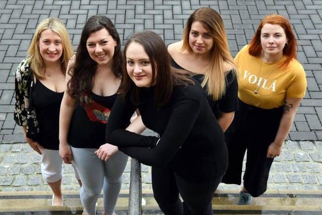 Keisha Meek founded a support group for people in Leeds and wider Yorkshire with endometriosis. From left, Amanda Ward, Melissa Porter, Keisha Meek, Stephanie Jordon and Rosa Nolan-Warren. Picture Jonathan Gawthorpe.