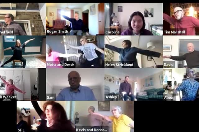 Members of Dance with Parkinson’s during an online session.