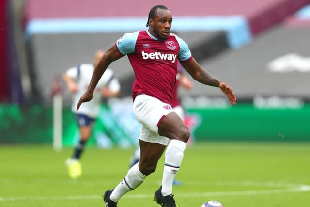 CHIEF THREAT: Michail Antonio, above, is favourite to score first in Monday night's clash between West Ham and Leeds United at the London Stadium. Photo by Clive Rose/Getty Images.
