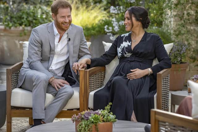 Harry and Meghan during the Oprah Winfrey interview.