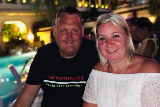 Danny Malin and his girlfriend Carrie who died suddenly in February after a cardiac arrest