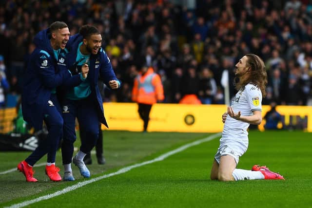 ONE YEAR ON: Since Elland Road last welcomed a crowd which were treated to a stunning goal from Luke Ayling and his equally stunning long locks, above, in Leeds United's victory against Huddersfield Town. Picture by Jonathan Gawthorpe.