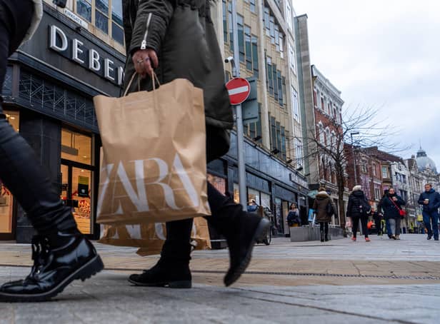 Date: 2nd December 2020.Picture James Hardisty.Shoppers returned back to the high street in Leeds on the first day after the second national lockdown and the run-up to Christmas.