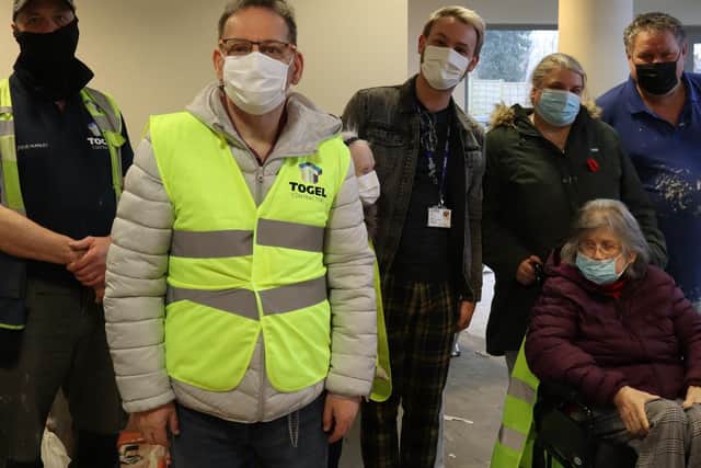Residents of Woodlands view work on their new home alongside staff and contractors (photo: LJWB)