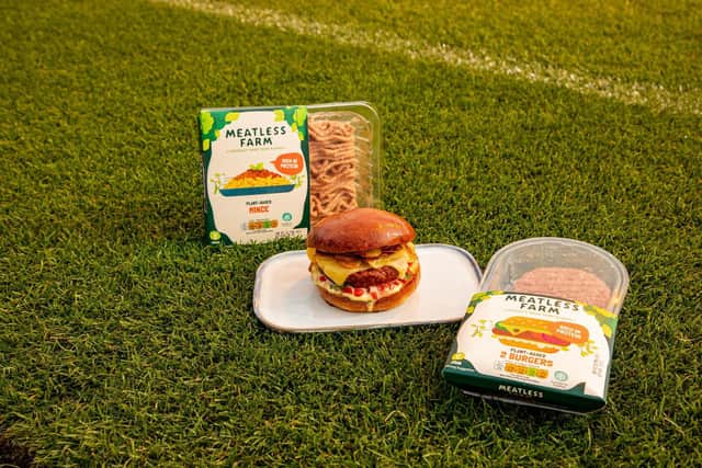 A meatless farm burger pack at the Bernabéu stadium