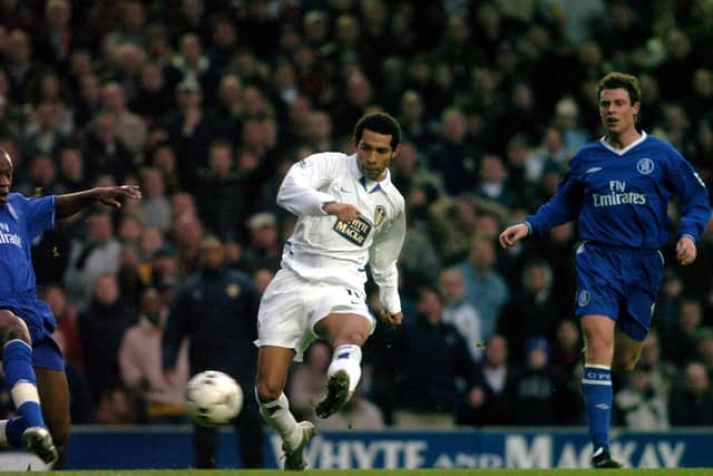 MILESTONE STRIKE: Jermaine Pennant scores what remains Leeds United's last league goal against Chelsea at Elland Road back in December 2003. Picture by James Hardisty.