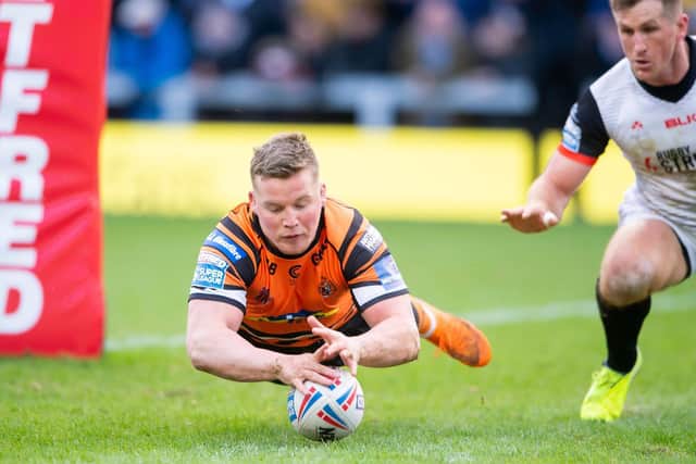 Try time for Adam Milner against Toronto Wolfpack. Picture by Allan McKenzie/SWpix.com.