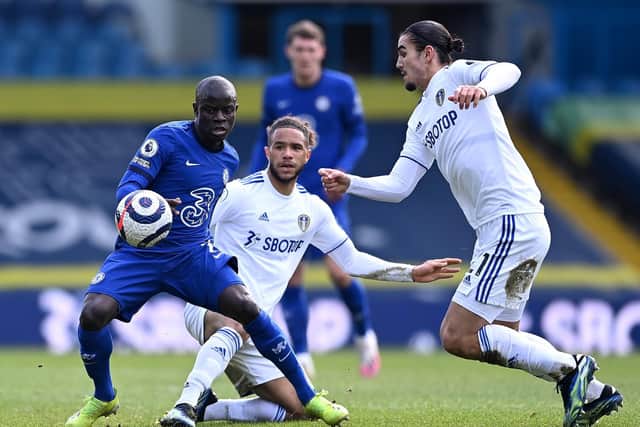 CHANCE TO IMPRESS: For Leeds United's Tyler Roberts, centre, in Saturday's clash against Chelsea at Elland Road. Photo by Laurence Griffiths/Getty Images.
