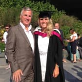 Bryony Turner, 29, with her late father Martyn at her graduation