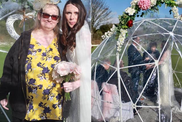 Lisa Bennett got married in a see-through igloo so her children could watch from outside (photo: Kate Melia Photography).
