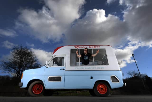 Howard Bradley from the LS14 Trust in the vintage ice-cream van in Seacroft.