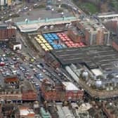 Leeds Kirkgate Market from the air.