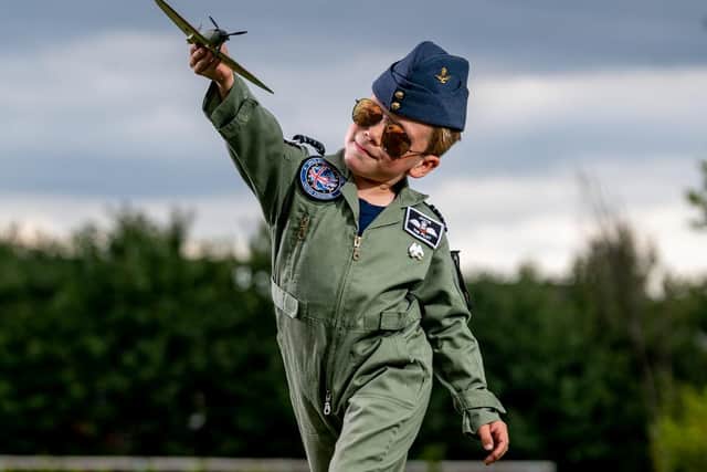 Jacob Newson is a seven-year-old RAF-loving boy from Leeds (photo: SWNS)