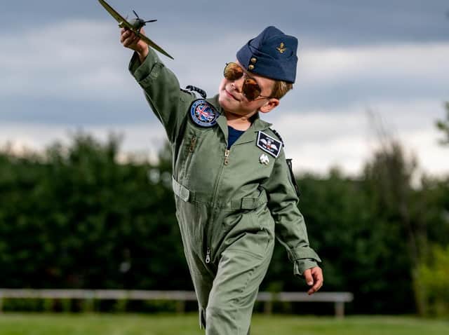 Jacob Newson is a seven-year-old RAF-loving boy from Leeds (photo: SWNS)