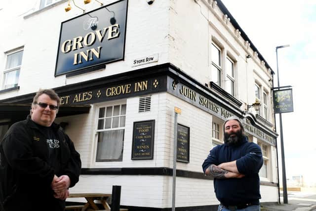 Tony Jenkins (left) chairman of the Leeds branch of CAMRA outside The Grove pub in Holbeck, Leeds with Dave Knowlson, landlord of The Grove.

Photo: Gary Longbottom