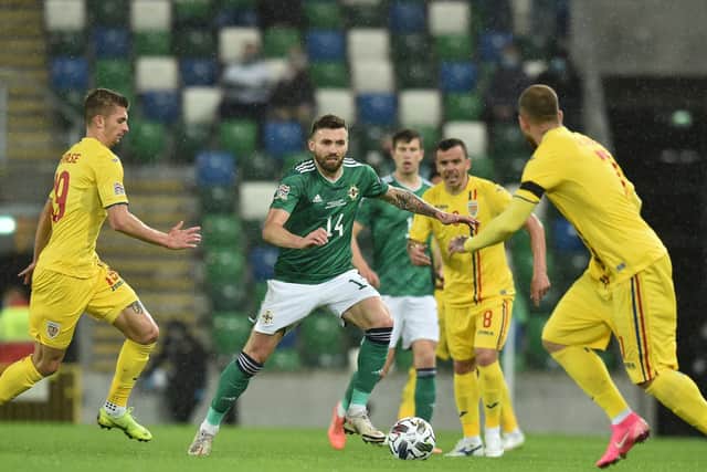 ESTABLISHED INTERNATIONAL: Leeds United's Stuart Dallas, centre. Photo by Charles McQuillan/Getty Images.