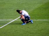 Leeds Rhinos' Konrad Hurrell takes a knee before a Super League game last season. Picture by Alex Whitehead/SWpix.com