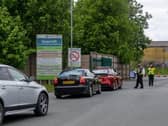 Cars queuing at Seacroft Household Waste Recycling Centre.