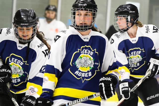 PRACTISE MAKES PERFECT: Members of Leeds Roses, pictured at elland Road Ice Arena last year. Picture courtesy of Leeds Roses/All Sports Photography.