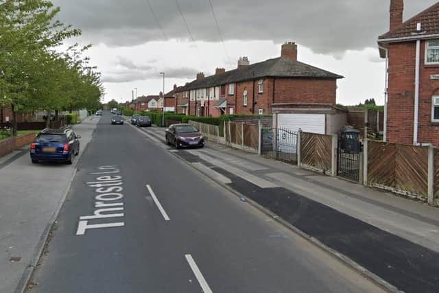 Throstle Lane in Leeds, where police were called to reports of a stabbing