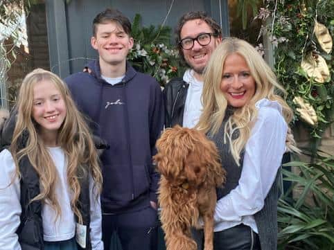 Jo Gallon with husband Andy and children Teddy, 18, and Millie, 13.