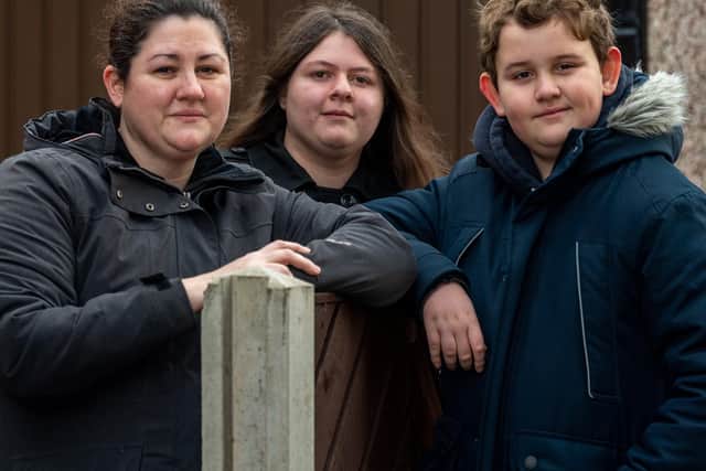 Joanne Coles, of Garforth pictured with son Max Coles, aged 12, and step-daughter Abigail Peacock, aged 22.
ByLine: James Hardisty