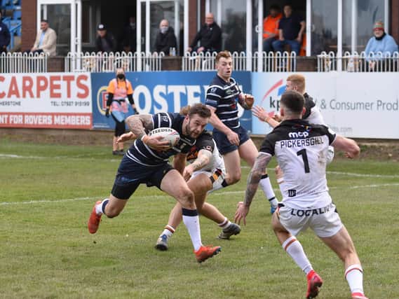Rovers' Thomas Minns charges towards the Bradford line. Picture by Dec Hayes Photography/Featherstone Rovers.