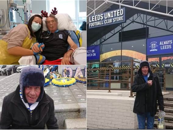 Phil Taylor will leave hospital in his Leeds United football shirt after learning to walk and talk again (photos: Shell Taylor)
