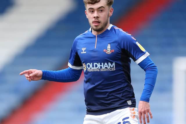 Leeds United midfielder Alfie McCalmont in action for Oldham Athletic. Pic: Getty