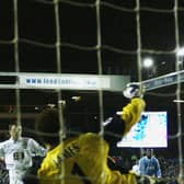 Leeds United striker Mark Viduka scores a penalty against Manchester City. Pic: Getty