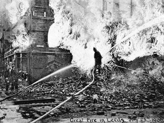 A postcard view of the Great Fire in Leeds. PIC: Leeds Libraries, www.leodis.net