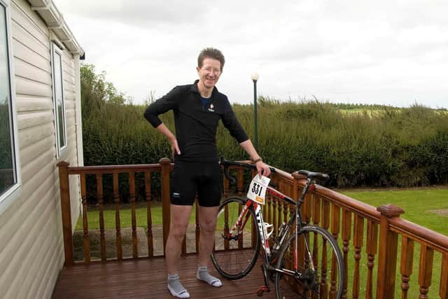 Algy Kazlauciunas was cycling in the Nidderdale beauty spot in the Yorkshire Dales on September 20 last year when he suddenly slipped and crashed into the side of a remote road (photo: SWNS)